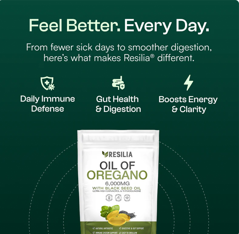 Resilia Softgels with Black Seed Oil 6000mg – Organic Oregano Oil